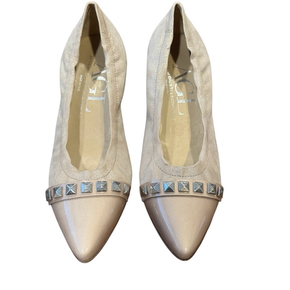 AGL Studded Cream Pointed Flats - Picture 1 of 6